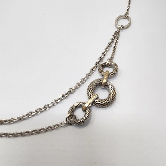 Premier Designs Layered Silver Tone Chain Circle Mesh Links Long Necklace - Picture 3 of 5